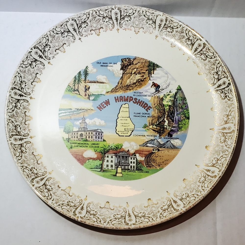 New Hampshire Vintage Souvenir Plate 9" See Description